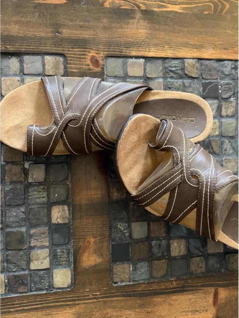 Vintage Y2K Cabin Creek Kevin Brown Strappy Sandals size 10 - Picture 5 of 8